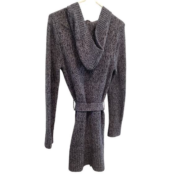 Vtg Express Duster Cardigan Size Large Blue Marbled Merino Wool Blend Y2K Belted - Picture 4 of 10